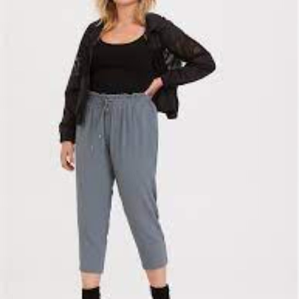Torrid Sage Crepe Crop Adjustable Belt Pants